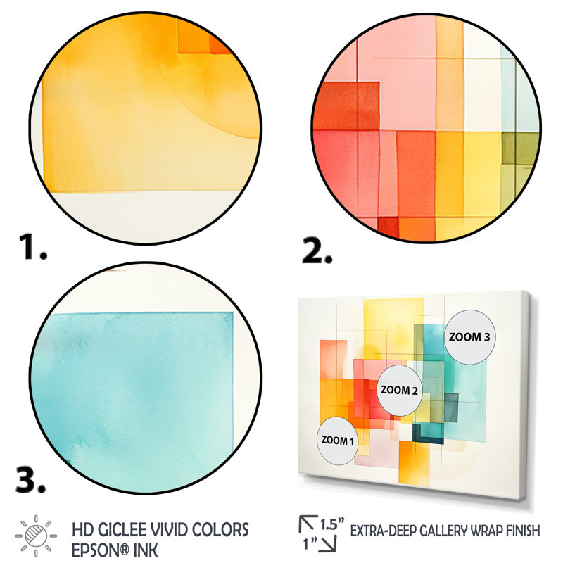 Motif de cubes multicolores I - art mural géométrique, H 16 po x l 32 po x P 1 po, Cadre flottant noir