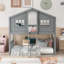 Lit simple superposé simple avec échelle, lit en bois gris-1821787292