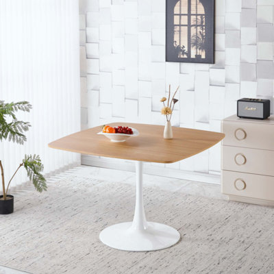 Square Tulip Dining Table For 2-6 Person, Modern Mid-Century Kitchen Table With MDF Top, Small Space Table For Apartment, Bistro, Cafe, Office And Living Room