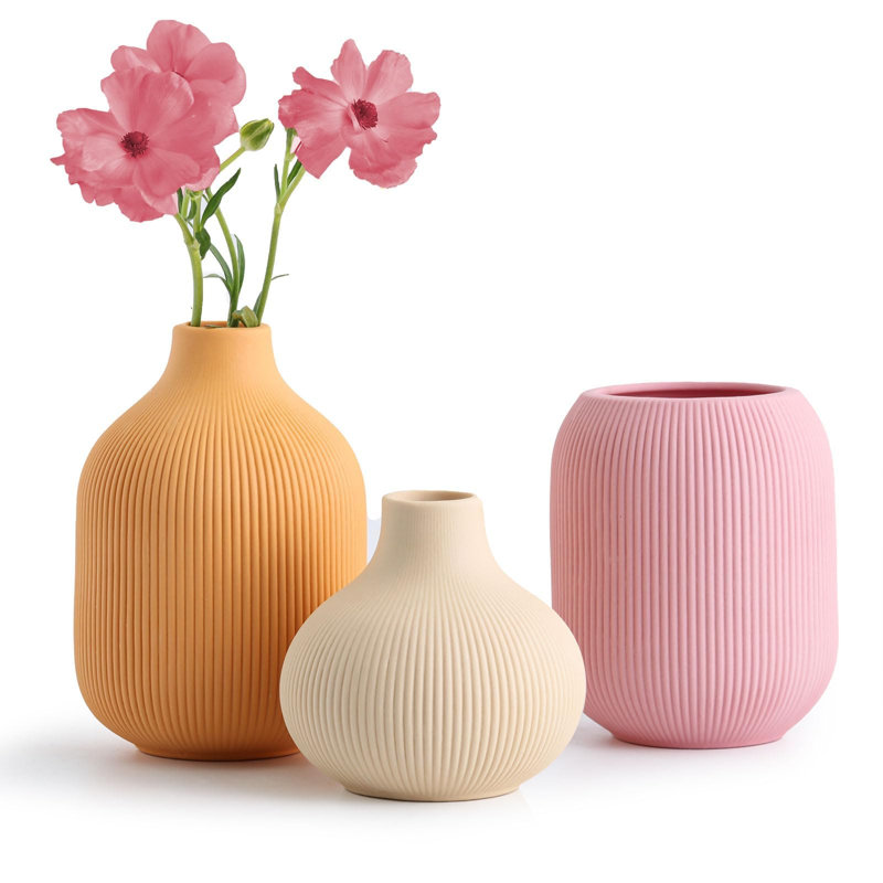 Vase de table Museville, Beige / rose / jaune