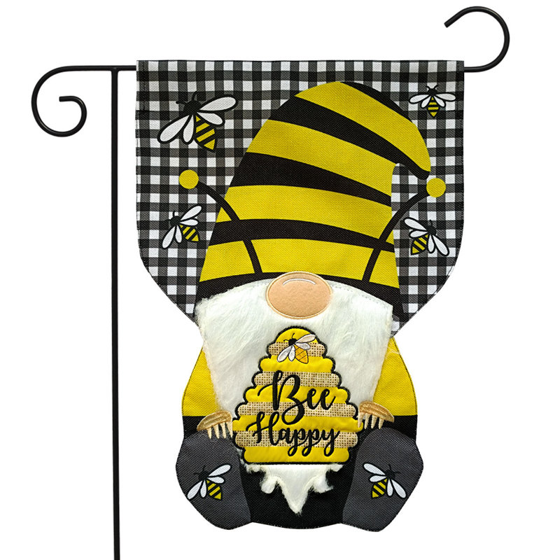 Drapeau de jardin Bee Happy Gnome