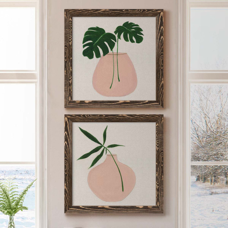 Simple Nature III - Ensemble de 2 peintures sur toile encadrées, H 17 po x l 34 po x P 1,5 po, Encadré de bois de noyer