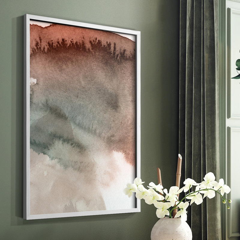Red Ochre abstrait IV, reproduction encadrée - bois massif, Blanc, H 14 po x l 11 po