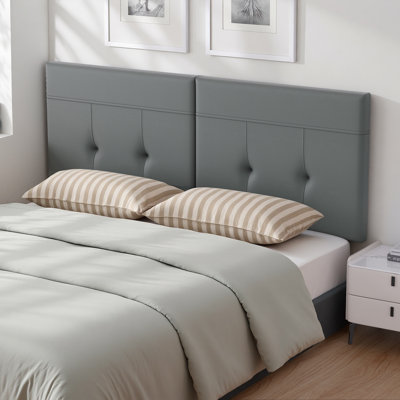 Upholstered Faux Leather Quuen Size Headboard,Sturdy Metal Legs,Tufted Upholstery Design