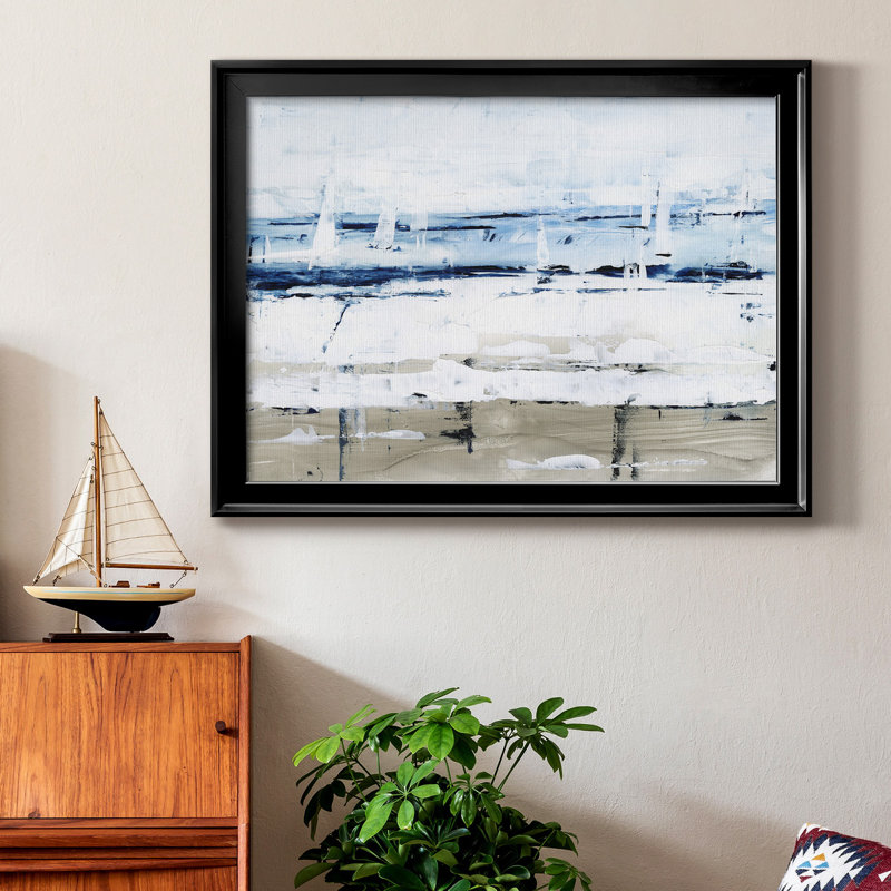Toile encadrée de qualité supérieure Sea Gaze II - prête à être accrochée, Toile encadrée noire à coins fermés