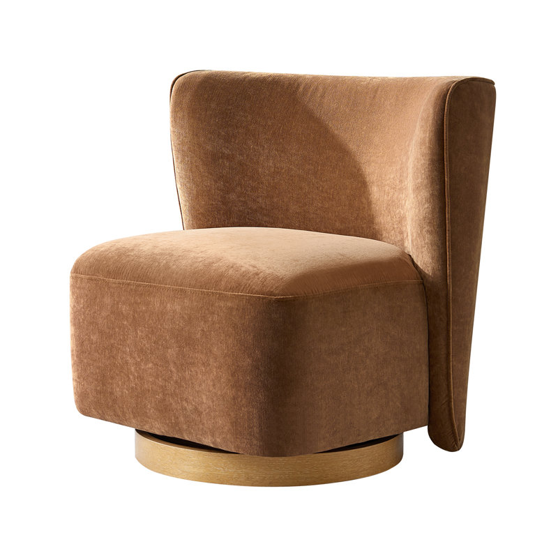 Maris 31" W Modern Boucle Upholstered  Wingback Swivel Barrel Chair with Fully Assembled, Caramel