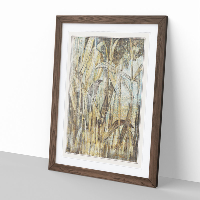 Bird in the Reeds by Theo Van Hoytema - Picture Frame Painting, 36cm H x 27cm W x 2cm D, Walnut Framed