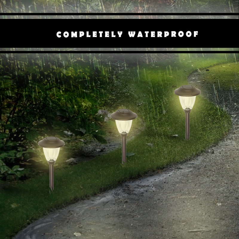 Amber Light Stainless Steel Solar LED Pathway Lights, 8 Pack