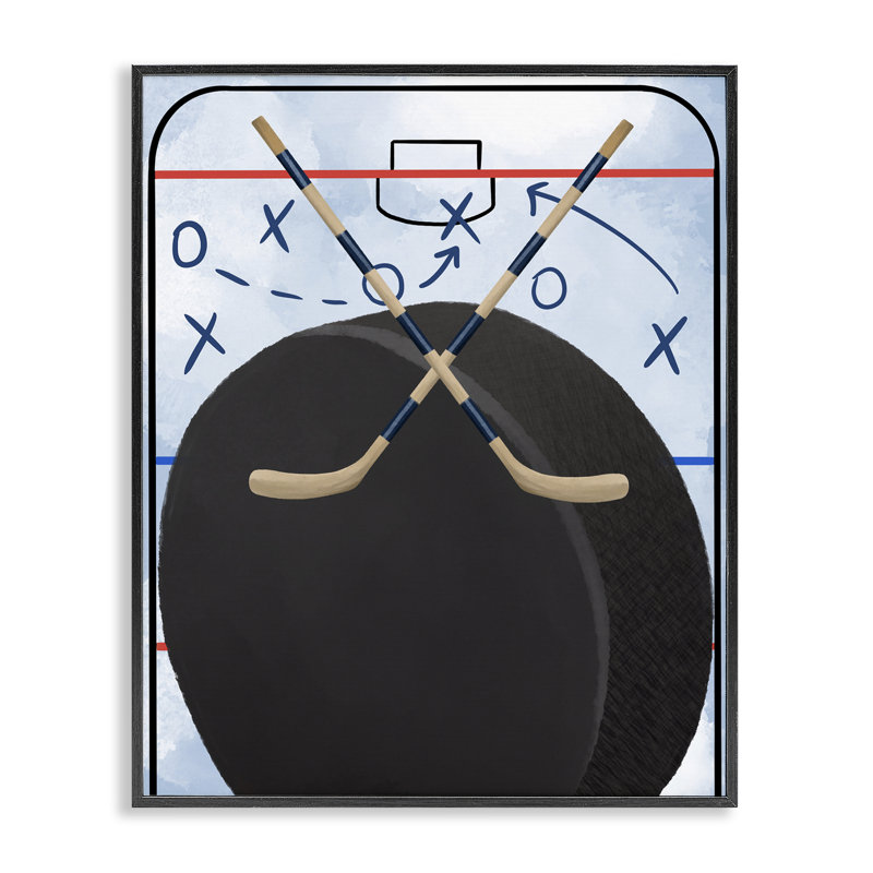 «Hockey Rink Tactics», giclée encadrée, design par Jennifer Stith, H 14 po x l 11 po, Giclée noire de minuit encadrée