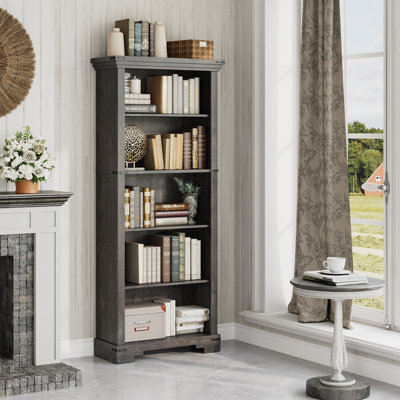 Bibliothèque à 5 niveaux avec bibliothèque ajustable H 61 "de haut et bibliothèque en bois