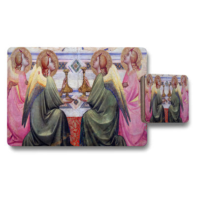 Religious Medieval Crowd Scene Placemat And Coaster Set