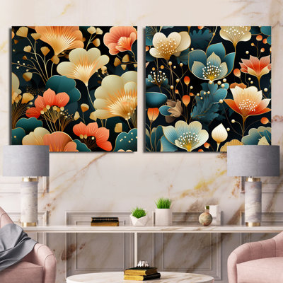 Elora - Ensemble de 2 collages carrés botaniques abstraits