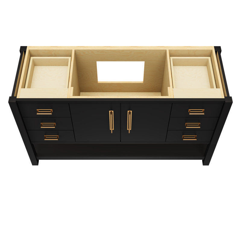 Kiawah Single Extra Wide Bath Vanity, Noir, Satin Gold, 60"
