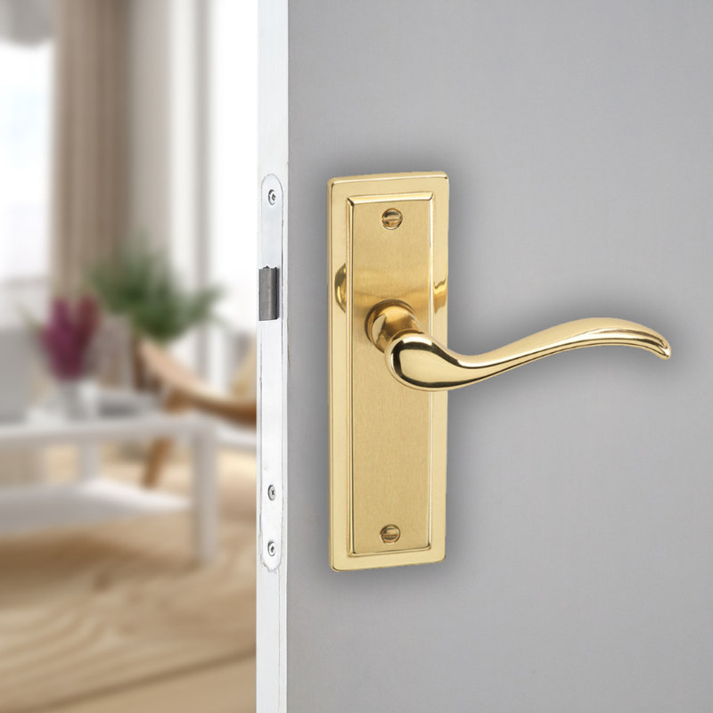 Door Handle, Polished Brass Plain