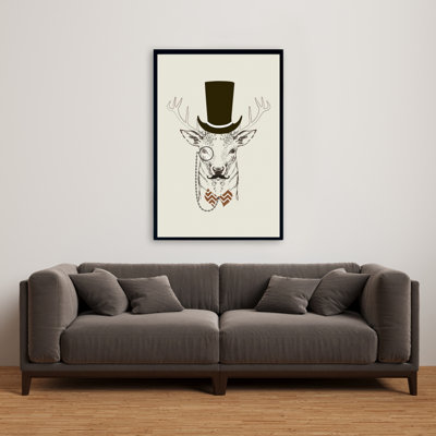 Toile de chevreuil aristocrate rustique avec cadre brun rustique