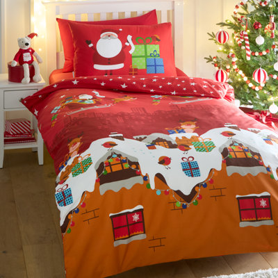 Santas Christmas Presents Reversible Duvet Cover Set with Pillowcases