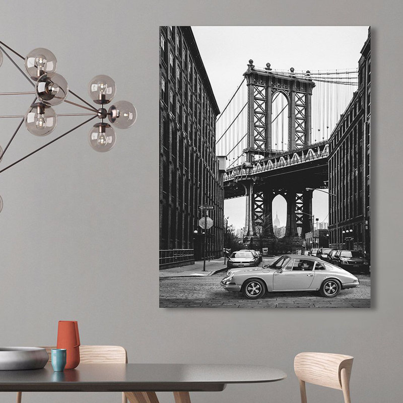 By The Manhattan Bridge (BW) - No Frame Print on Canvas, 100cm H x 70cm W x 4cm D