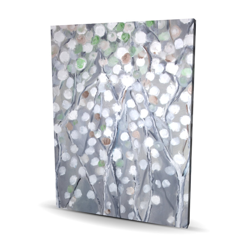 Arbres blancs sur fond gris | Toile paysage contemporain