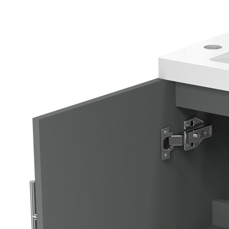 Raymi 440mm Single Bathroom Vanity with Drop In Resin Basin, Anthracite