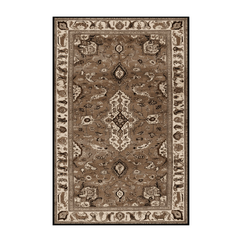 Tapis brun lavable à la machine, Rectangle 6 pi x 9 pi
