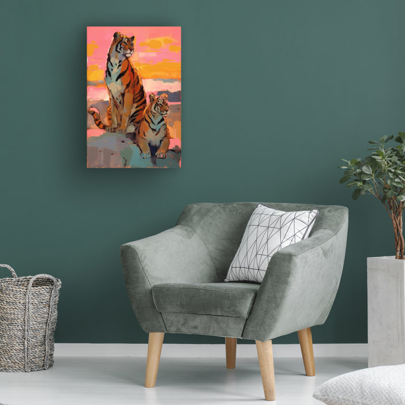 «Treechild Tigers at Sunset», art sur toile, H 47 po x l 30 po x P 2 po