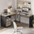 Cherell 55.7'' W L-Shaped Computer Desk with Monitor Stand, Executive Desk with File Storage Drawers-162391745