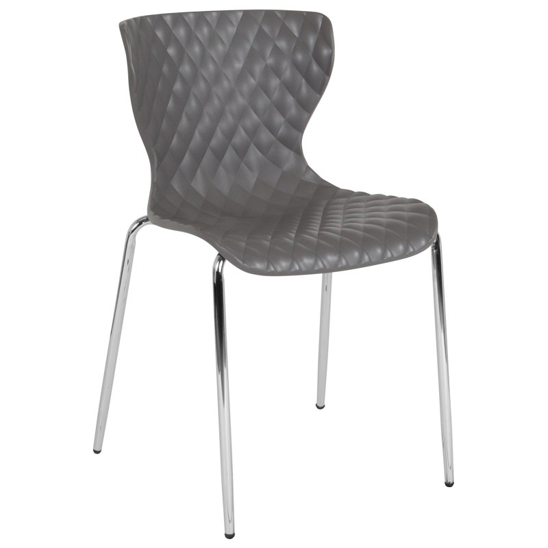Lowell Contemporary Design Plastic Stack Chair, Gray