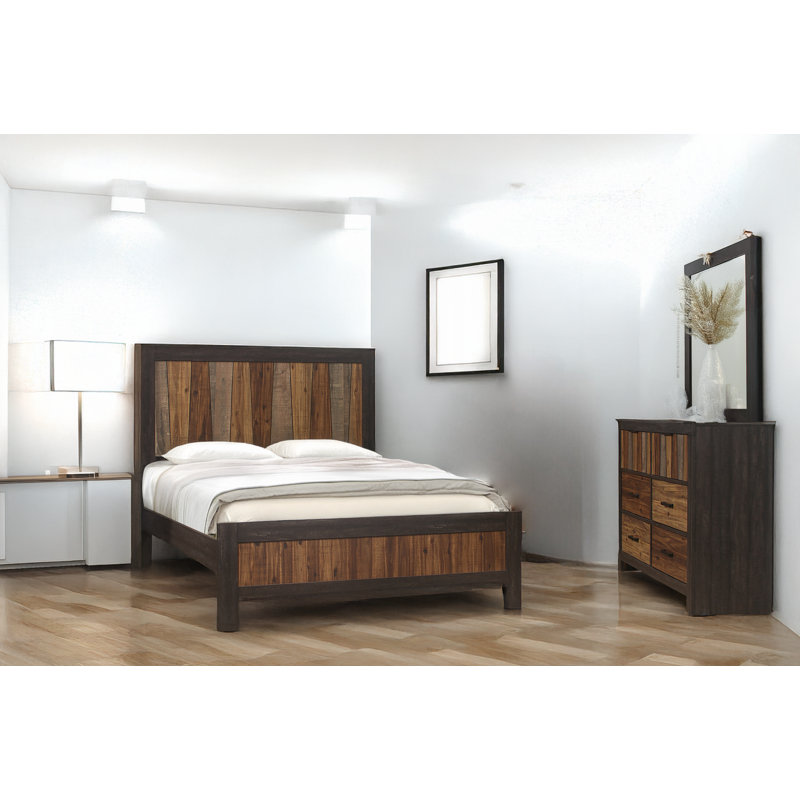 Ensemble de chambre à coucher à panneau en ébène foncé Yelena, Grand