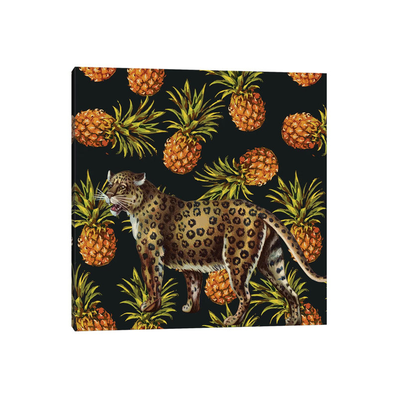 Leopard In Pinapples by Art Mirano - Wrapped Canvas Print, 93.98 cm H x 93.98 cm W x 1.91 cm D