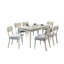 Chaises de salle à manger modernes 2 pièces, dossier solide, grain de bois naturel, siège à coussin épais en bois d'hévéa contemporain, tissu à grain polyvalent