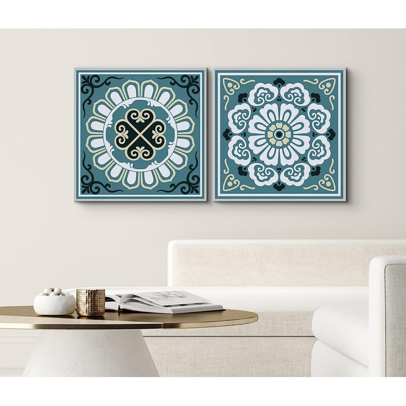 Mandala variété sur toile, 2 pièces, H 12 po x l 24 po x P 1,5 po