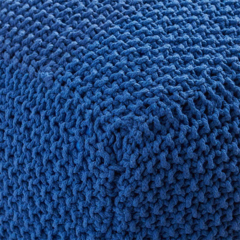 Pouf en coton tricoté Pim 20,5 x 20,5 x 16,5, Coton bleu marine