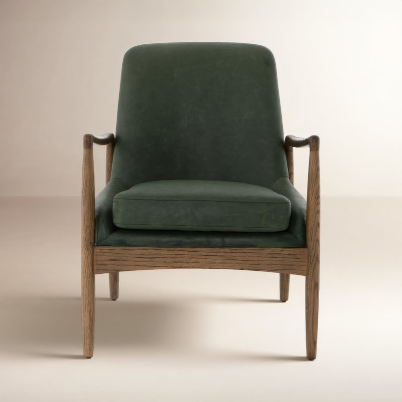 Bogota 27" Wide Genuine Leather Armchair, Green Genuine Leather