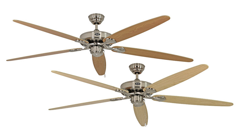 Boutwell 180cm Ceiling Fan, Brushed Chrome with Maple and Beech Blades