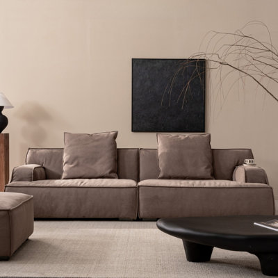 Chocolate-Inspired Luxury Fabric Living Sofa
