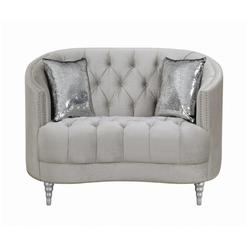 Ensemble de salon 2 pièces Giralt, 100 % polyester gris, Argent