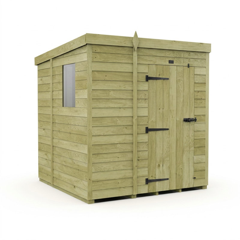 Total Sheds 5ft x 6ft Pent Garden Shed - Single Door - With Windows - Pressure Treated Timber - UK Manufactured