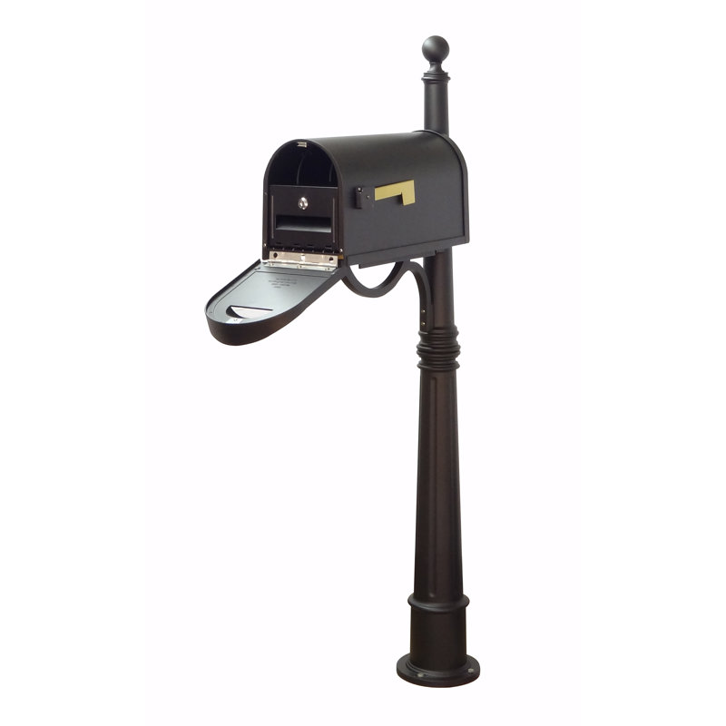 Classic Aluminum Post Mounted Mailbox with Magnetic Closure