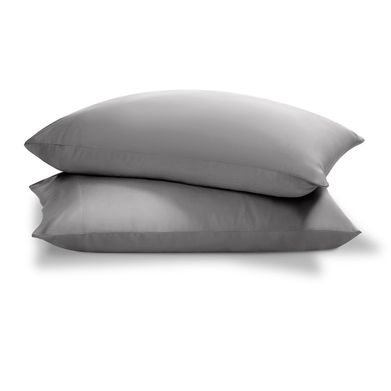 2 Piece Tencel Guest Room Pillowcase Set, 2 Standard Pillowcases, Light Gray
