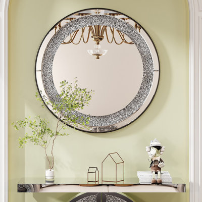 Miroir rond 33,46 "(85Cm) Crystal Crush Diamond