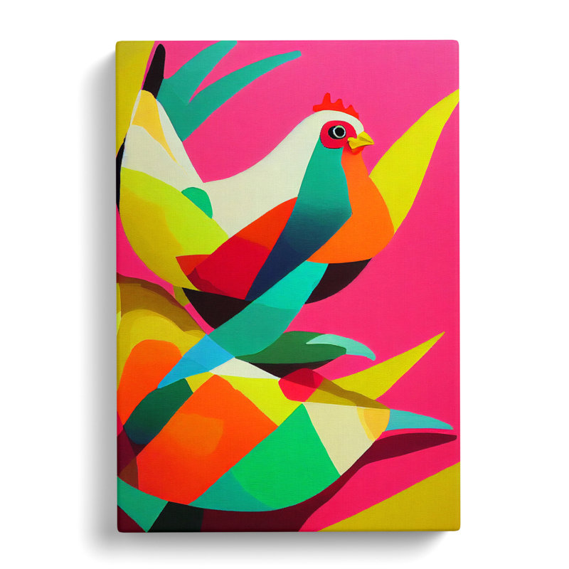 Chicken Hydrodipped - Wrapped Canvas, 50cm H x 35cm W x 3cm D