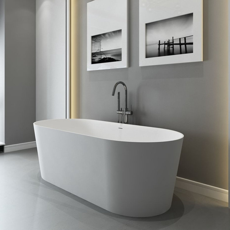 67 inch Freestanding Solid Surface Soaking Bathtub