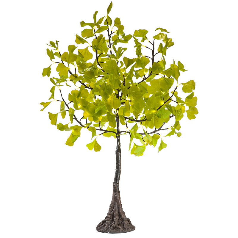 Arbre lumineux alimenté par batterie ginkgo, Vert
