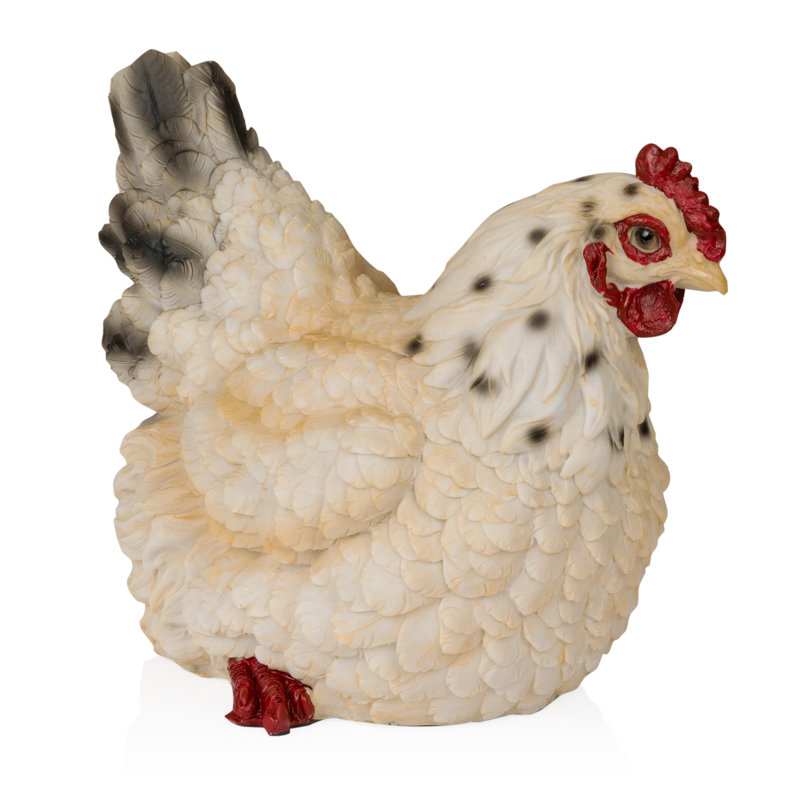 Statue de jardin poule de repos intérieure / extérieure H 8 po, Beige