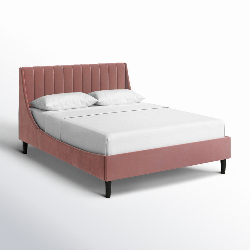 Helaina Upholstered Wingback Bed, Queen, Ash Rose Velvet