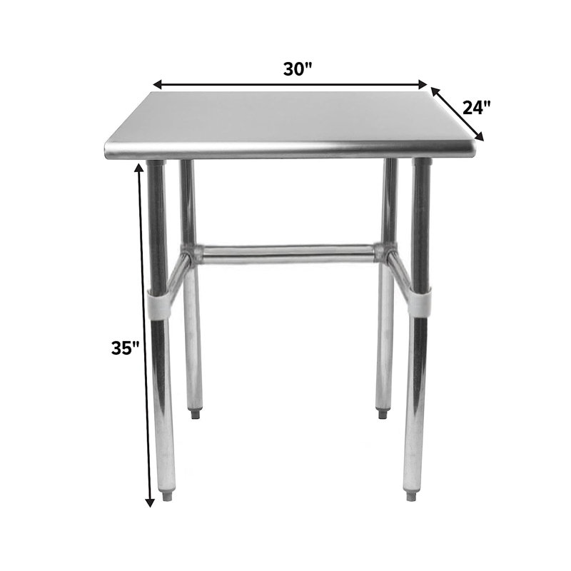 Express KitchQuip 35"H X 30"W X24"D  Open Base Stainless Steel Commercial Work Prep Table, 35"H x 30"W x 24"D