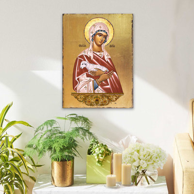 Icône de Sainte Agnie - peinture sur bois
