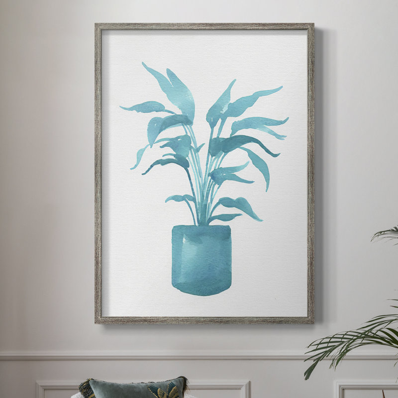 «Watercolor House Plant IV», reproduction encadrée - bois massif, H 21 po x l 17 po
