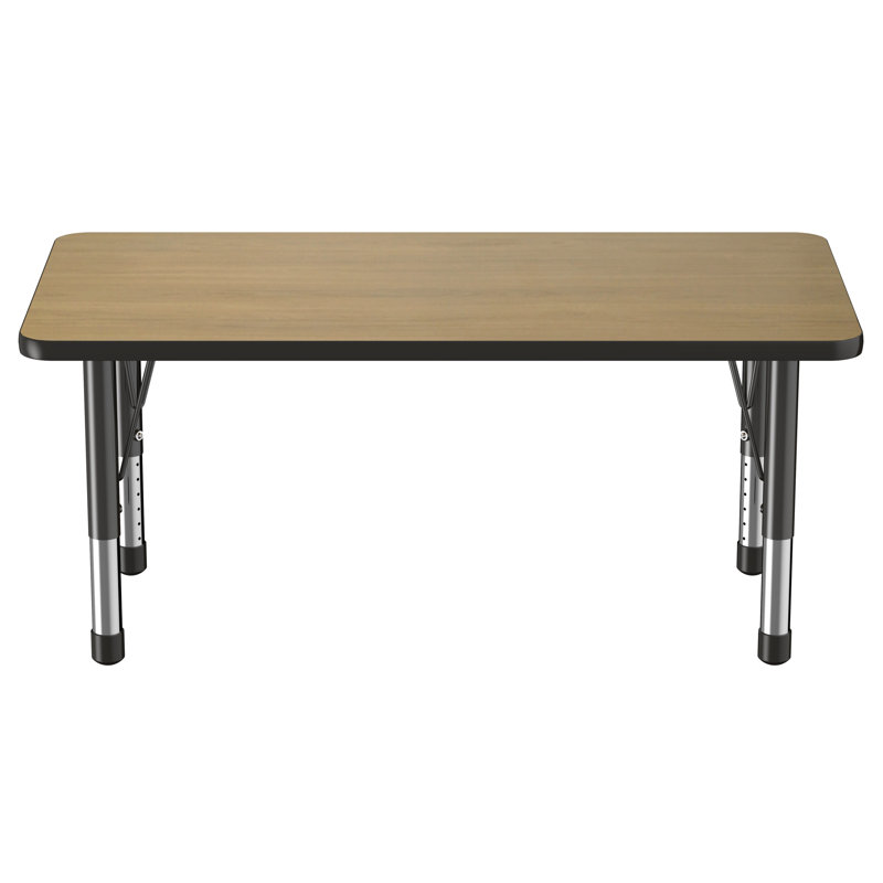 Rectangle T-Mould Adjustable Height Activity Table, 24" x 48", Pasadena Oak/Black, Chunky