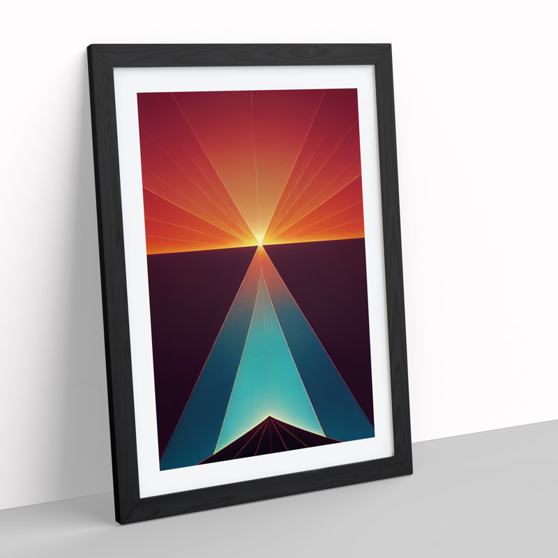 Powerful Abstract Sunset - Single Picture Frame Print, Black, 64cm H x 46cm W